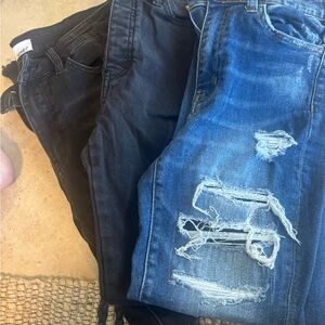 Women’s Skinny Jeans Two-Pack — Distressed Blue & Washed Black